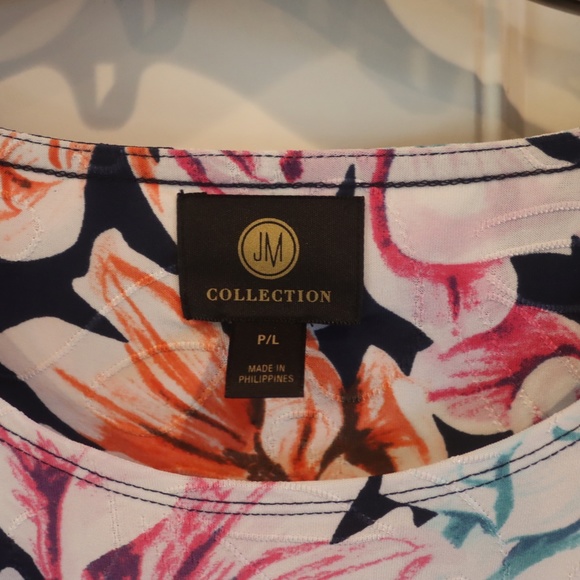 JM COLLECTION NWT Petite Short Sleeve Printed Top  PL - Picture 5 of 9